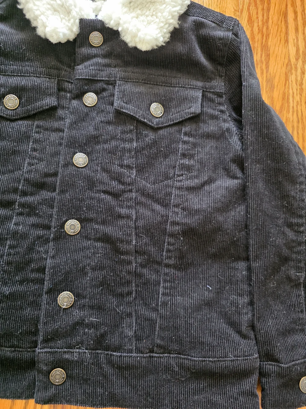Janie and Jack Black Corduroy Jacket with White Sherpa Collar